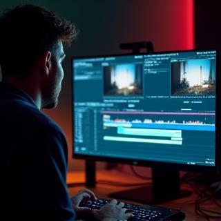 Video editor working on timeline
