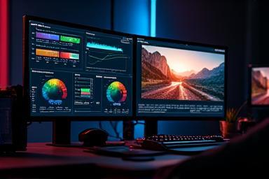 Color grading interface on screen