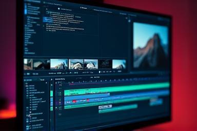 Video editing software interface on screen
